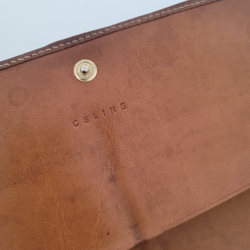 Celine Macadam Triomphe Monogram Brown Coated Canvas Leather Long Wallet Vintage - Picture 4 of 13